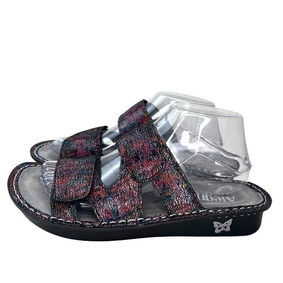Alegria STE-889xw Metallic Leather Upper Slide Sandals Wedge Slip On Shoes Women - Picture 1 of 10